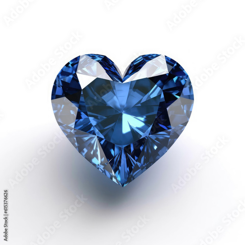 Heart shaped blue sapphire realistic in on white background  HD
