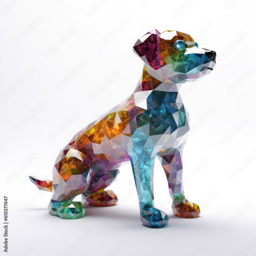 Dog made of gems, HD , On White Background , Generative Ai