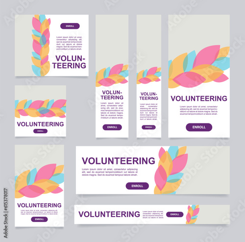 Environmental volunteering web banner design template. Vector flyer with text space. Advertising placard with customized copyspace. Promotional printable poster for advertising. Graphic layout