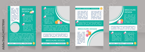 Pharmaceutical conference promo blank brochure layout design. Vertical poster template set with empty copy space for text. Premade corporate reports collection. Editable flyer paper pages