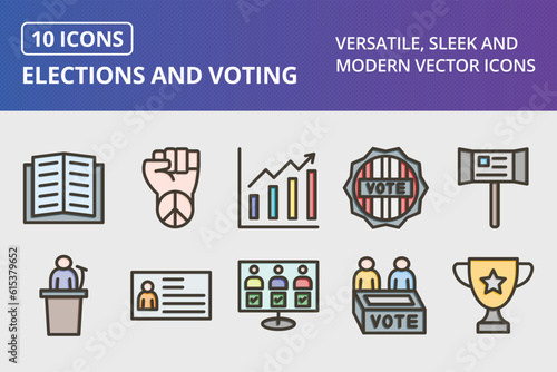 Vector Elections And Voting Icon Set
