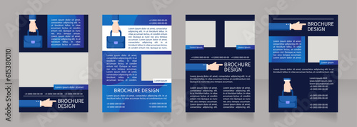 Recruitment tool investing blank brochure layout design. Vertical poster template set with empty copy space for text. Premade corporate reports collection. Editable flyer 4 paper pages