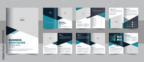 Brochure creative design, Multipurpose template with cover, back and inside pages, Trendy minimalist flat geometric design layout