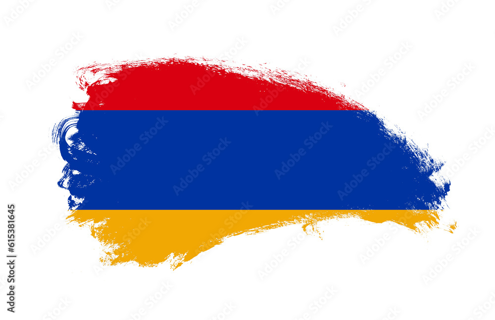 Obraz premium National flag of Armenia painted with stroke brush on isolated white
