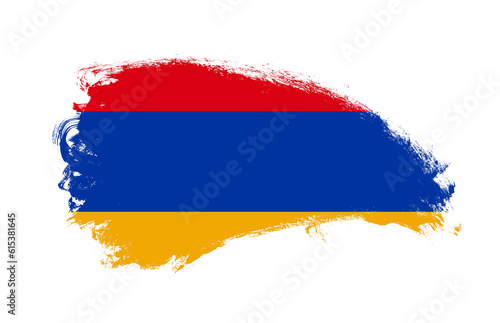 National flag of Armenia painted with stroke brush on isolated white