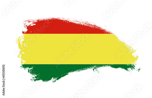 National flag of Bolivia painted with stroke brush on isolated white