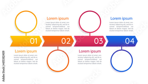 Marketing infographic chart design template. Professional management. Abstract infochart with copy space. Instructional graphics with 4 step sequence. Quicksand Medium, Myriad Regular fonts used
