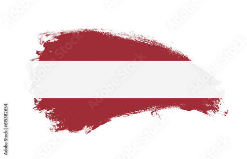 National flag of Latvia painted with stroke brush on isolated white