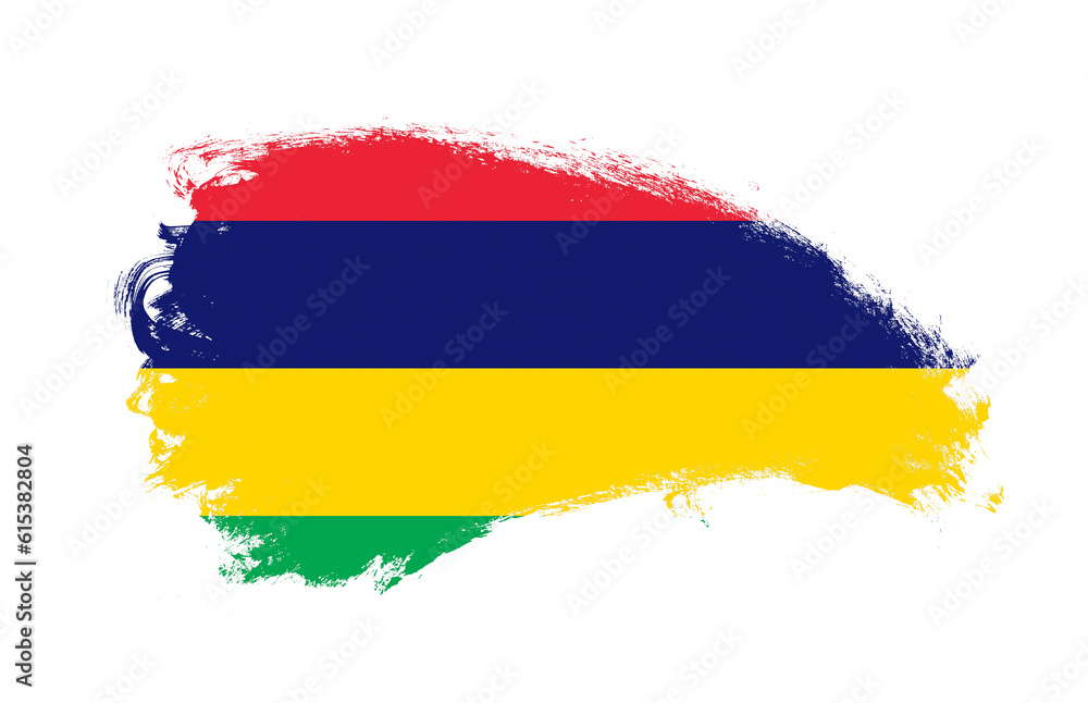 Obraz premium National flag of Mauritius painted with stroke brush on isolated white
