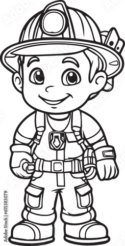 firefighter cartoon character educational coloring pages for kids