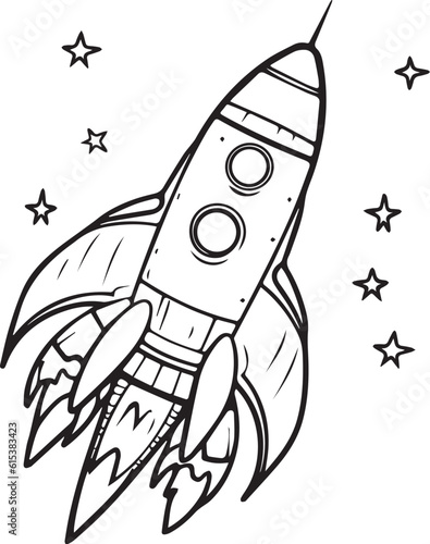 Space rocket black and white coloring page for kids iso size ready to download and print