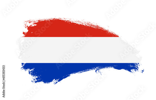 National flag of Paraguay painted with stroke brush on isolated white