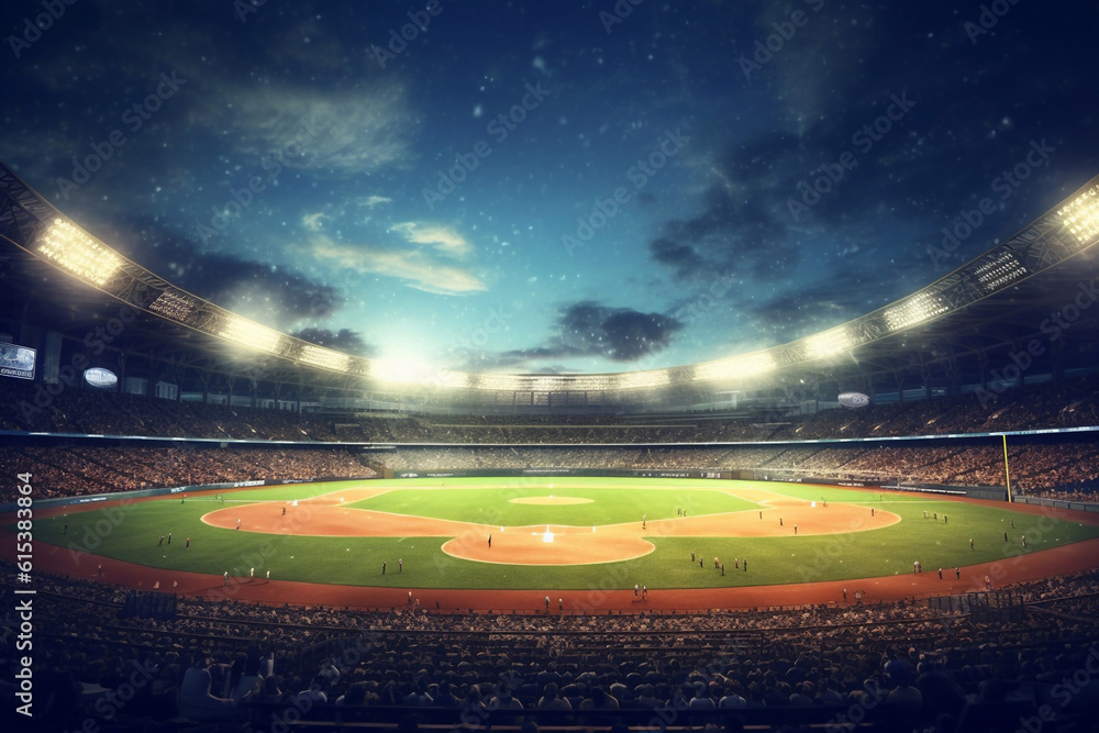 Full night football arena in lights Generative AI Full night football arena in lights Generative AI