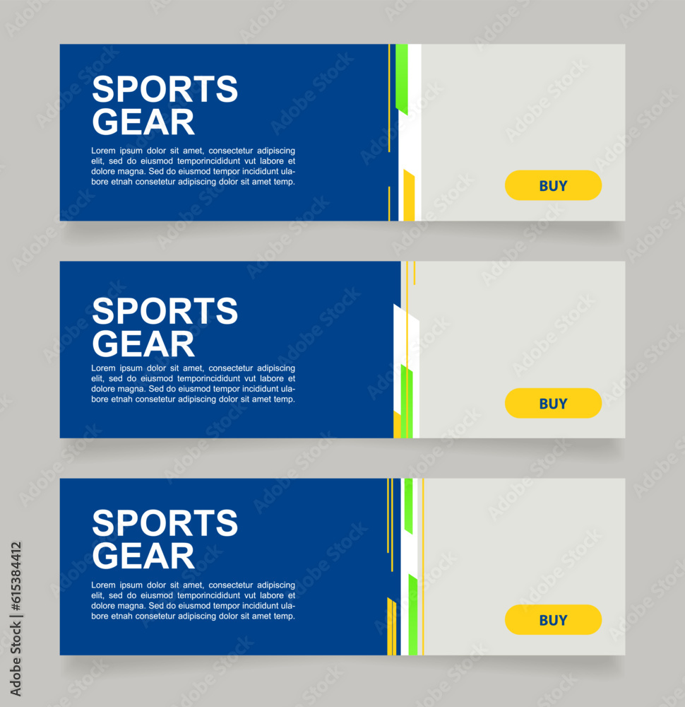 Football footwear and gear web banner design template. Vector flyer with text space. Advertising placard with customized copyspace. Printable poster for advertising. Arial font used Football footwear and gear web banner design template. Vector flyer with text space. Advertising placard with customized copyspace. Printable poster for advertising. Arial font used