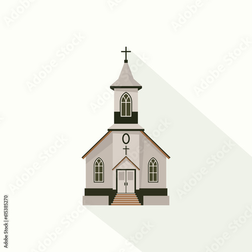 flat design church building with long shadow clip art preview