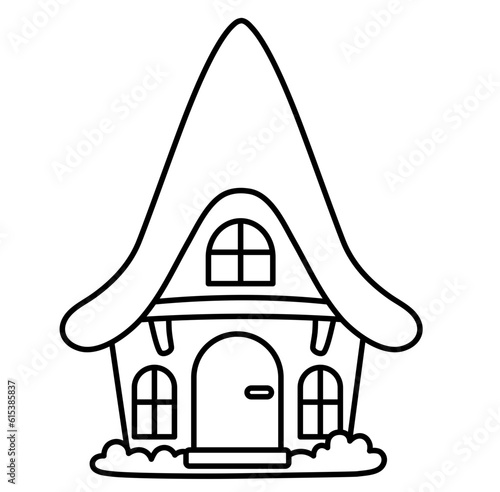 Cute gnome house gnome garden cartoon outline icon