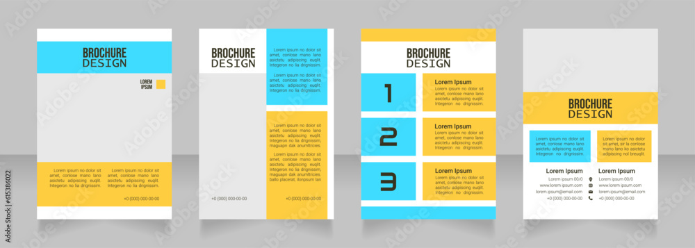 Starting career blank brochure design. Template set with copy space for text. Premade corporate reports collection. Editable 4 paper pages. Bebas Neue, Lucida Console, Roboto Light fonts used