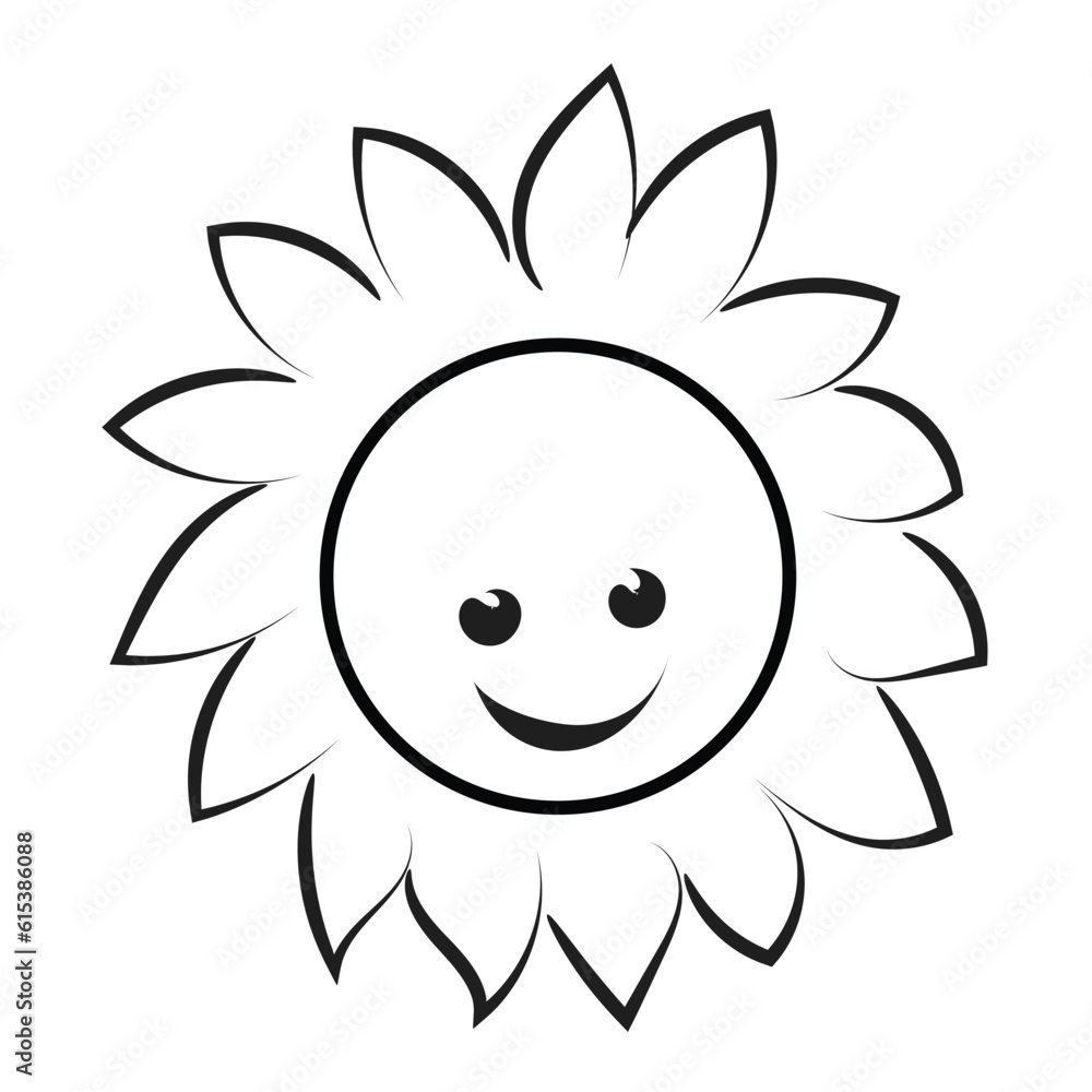 Sun face design for print or use as logo, card, flyer or T Shirt Sun face design for print or use as logo, card, flyer or T Shirt