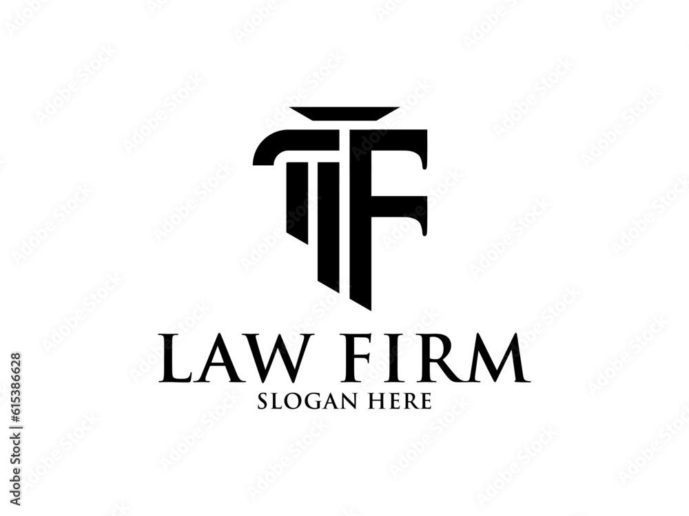 Law Firm with Letter F Logo, Lawyer logo with creative law element