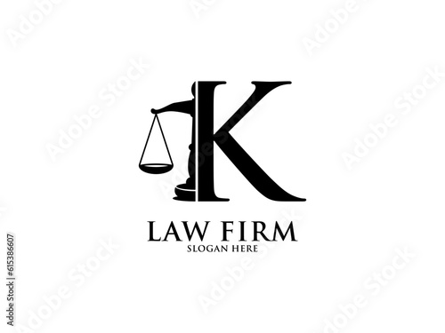 Law Firm with Letter K Logo, Lawyer logo with creative law element