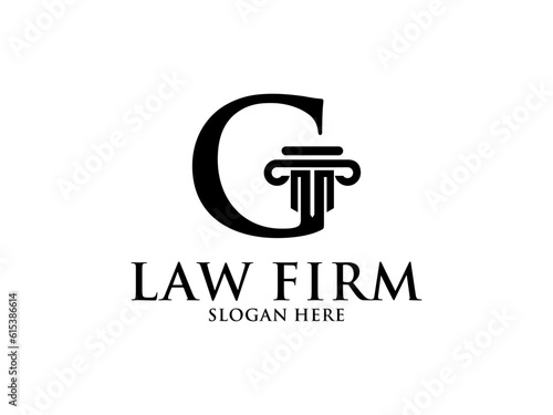 Law Firm with Letter G Logo, Lawyer logo with creative law element
