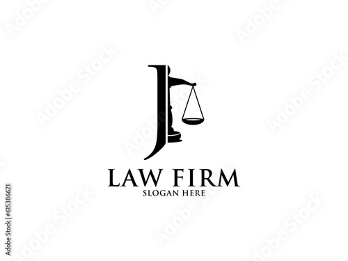 Law Firm with Letter J Logo, Lawyer logo with creative law element