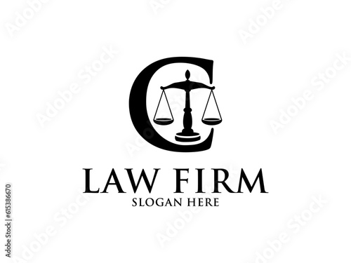 Law Firm with Letter C Logo, Lawyer logo with creative law element