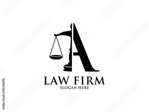 Law Firm with Letter A Logo, Lawyer logo with creative law element