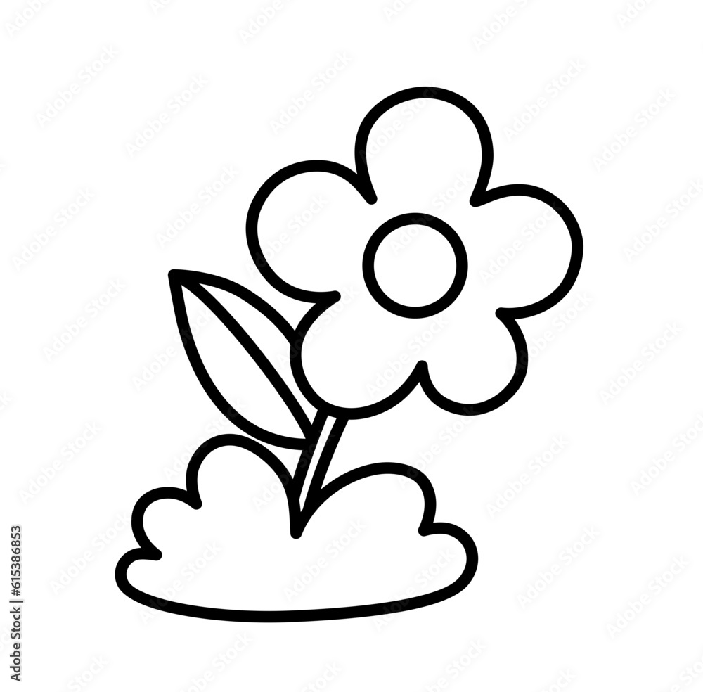 Cute flower pot garden cartoon outline icon Cute flower pot garden cartoon outline icon