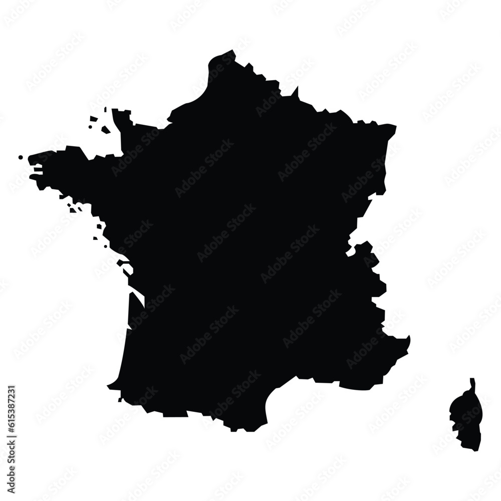 France Map Silhouette Black Vector illustration
