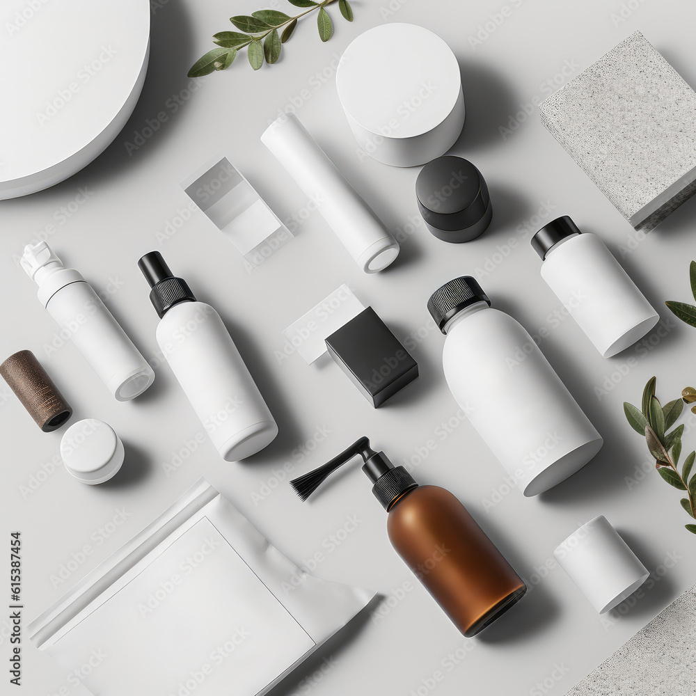 Neatly arranged blank cosmetic display samples Neatly arranged blank cosmetic display samples