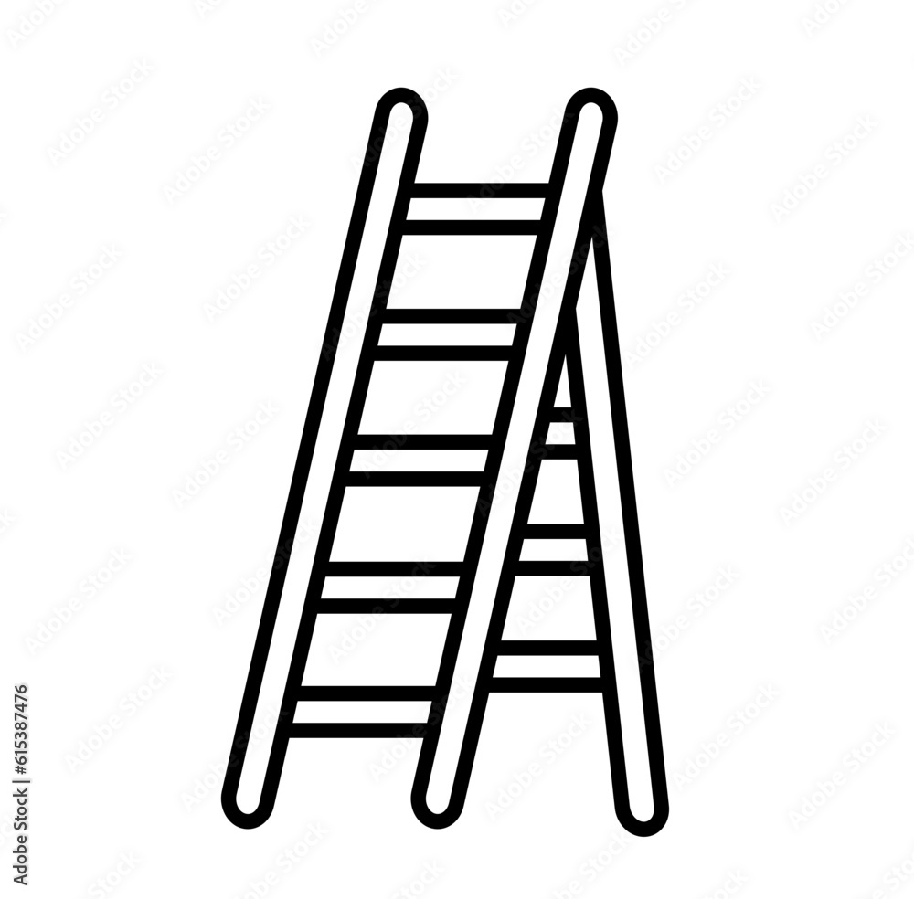 Cute ladder gnome garden cartoon outline icon Cute ladder gnome garden cartoon outline icon