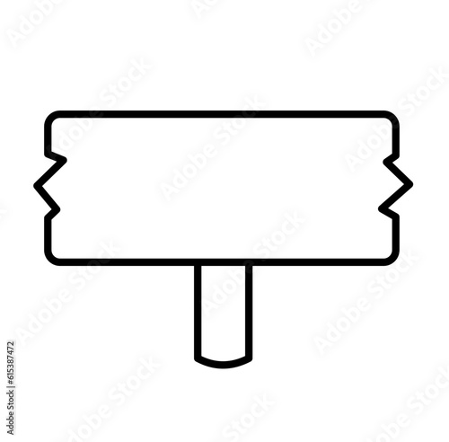 Cute wood sign banner gnome garden cartoon outline icon