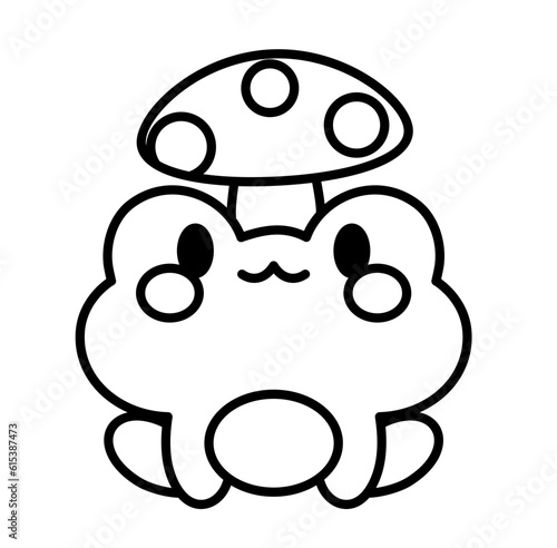 Cute frog and toad gnome garden cartoon outline icon