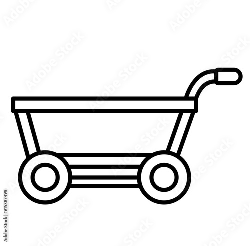 Cute wheelbarrow gnome garden cartoon outline icon