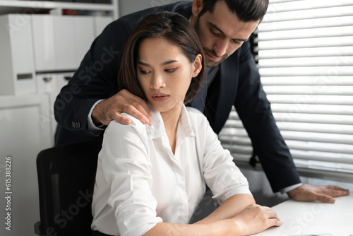 Obraz na plátne Sexual harassment at workplace concept