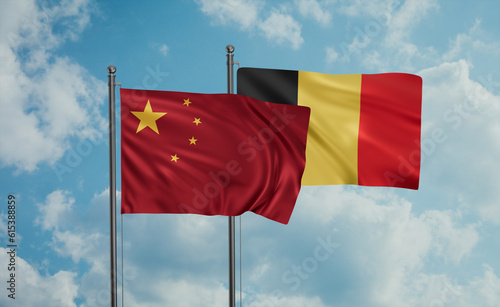 Belgium and China flag