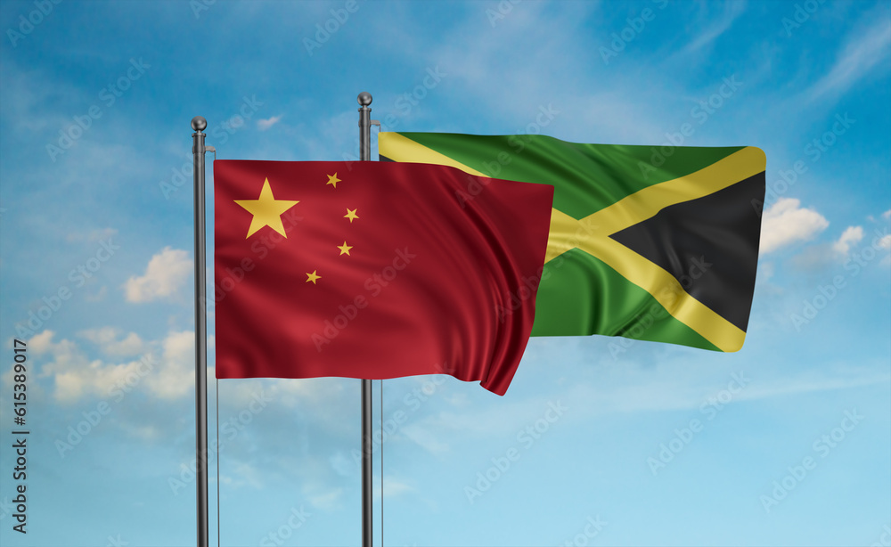 Jamaica and China flag Jamaica and China flag
