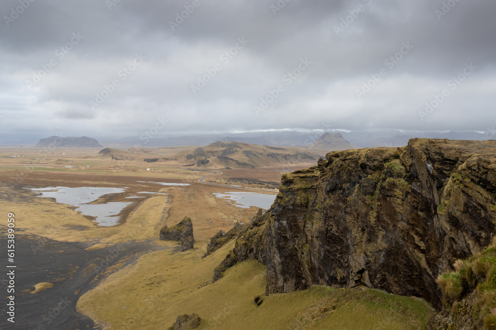 Mountains and a lake, Dyrholaey, south Iceland