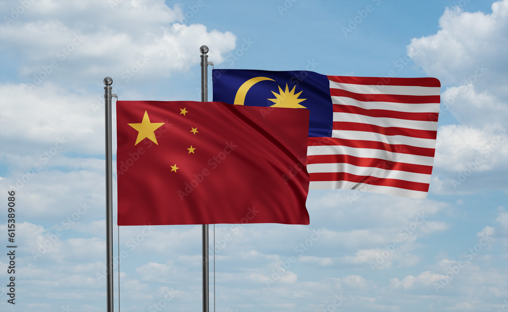 Malaysia and China flag Malaysia and China flag