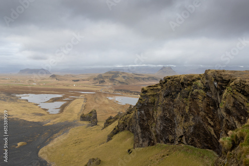 Fototapeta Naklejka Na Ścianę i Meble -  Mountains and a lake, Dyrholaey, south Iceland