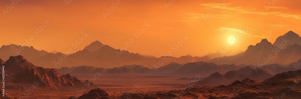 Serenity of the sands. Stunning desert landscape bathed in the glow of sunset in the warmth of summer