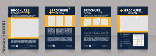 Well-developed image of brand creation blank brochure design. Template set with copy space for text. Premade corporate reports collection. Editable 4 paper pages. Arial Bold, Regular fonts used photo