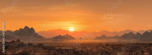 Serenity of the sands. Stunning desert landscape bathed in the glow of sunset in the warmth of summer