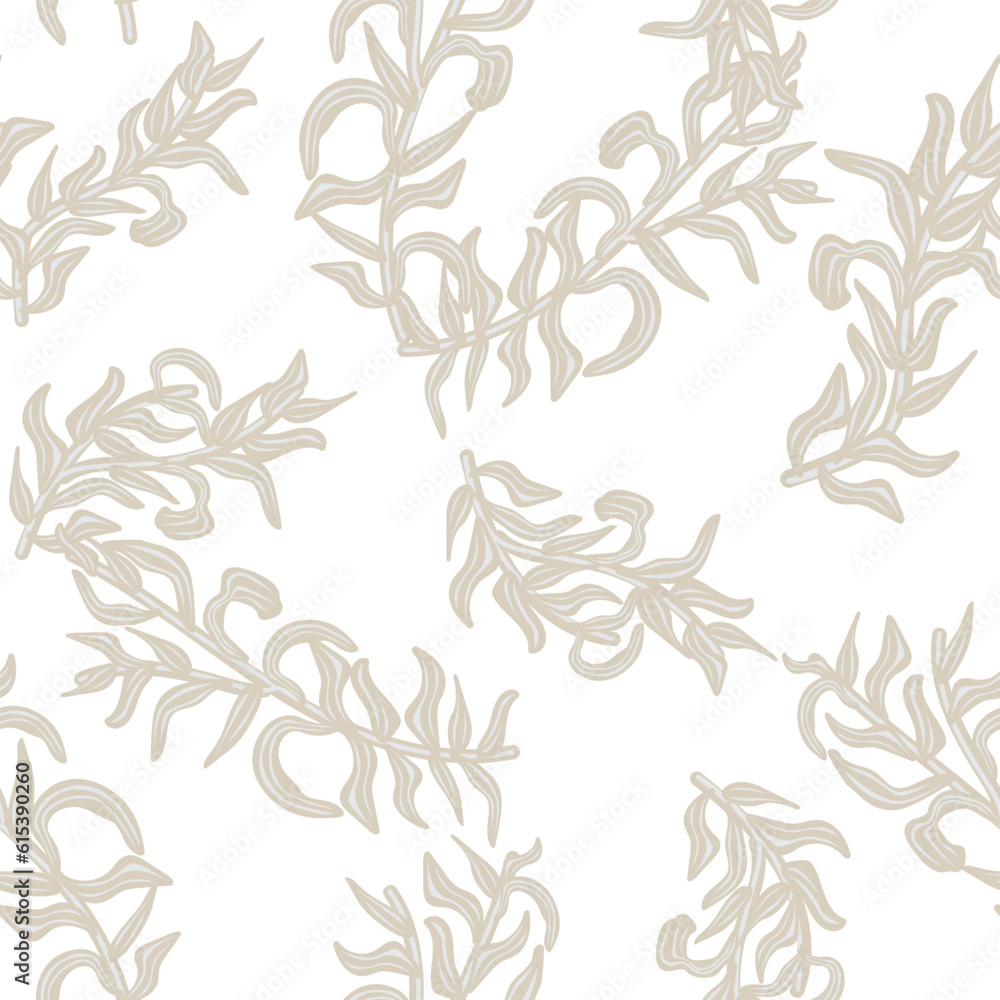 Neutral Colour Tropical Leaf Seamless Pattern Design