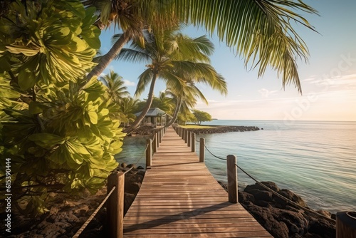 Deserted beautiful summer tropical island. Generative AI