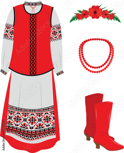 Ukrainian traditional clothes, vector illustration