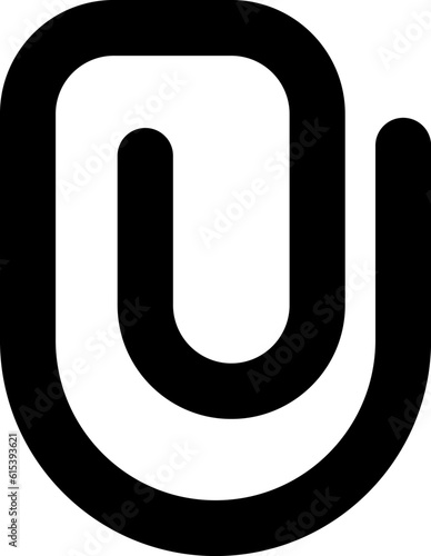 File upload button black glyph icon. Paper clip symbol. Website for business. Adding document button. Silhouette symbol on white space. Solid pictogram. Vector isolated illustration