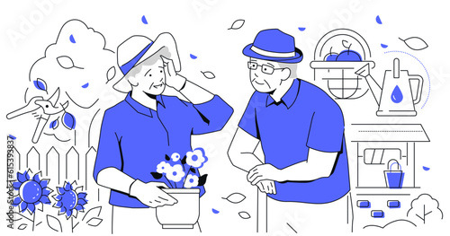 Garden care - modern line design style illustration