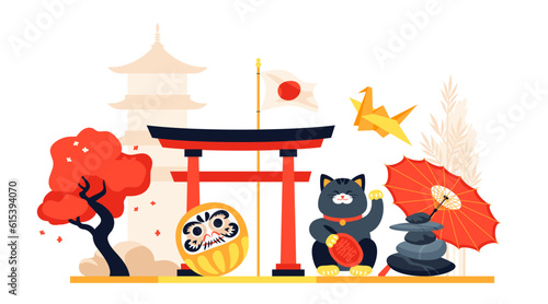 National distinctions of Japan - modern colored vector illustration